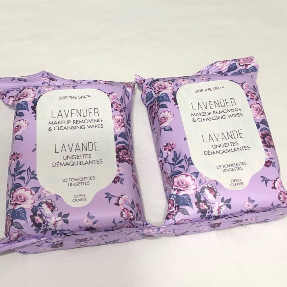 2 PK 50 Towelettes Lavender Make up Removing & cleansing wipes.